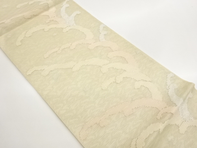 JAPANESE KIMONO / RO / ROUGH WAVE PATTERN WOVEN FUKURO OBI